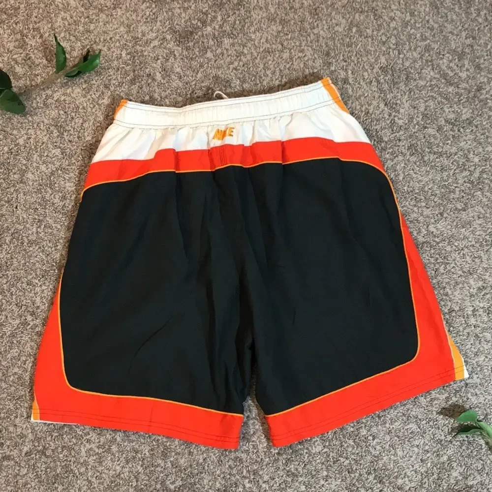 Nike Mens Medium Swim Trunks Board Shorts Gray Orange Swim Bottoms